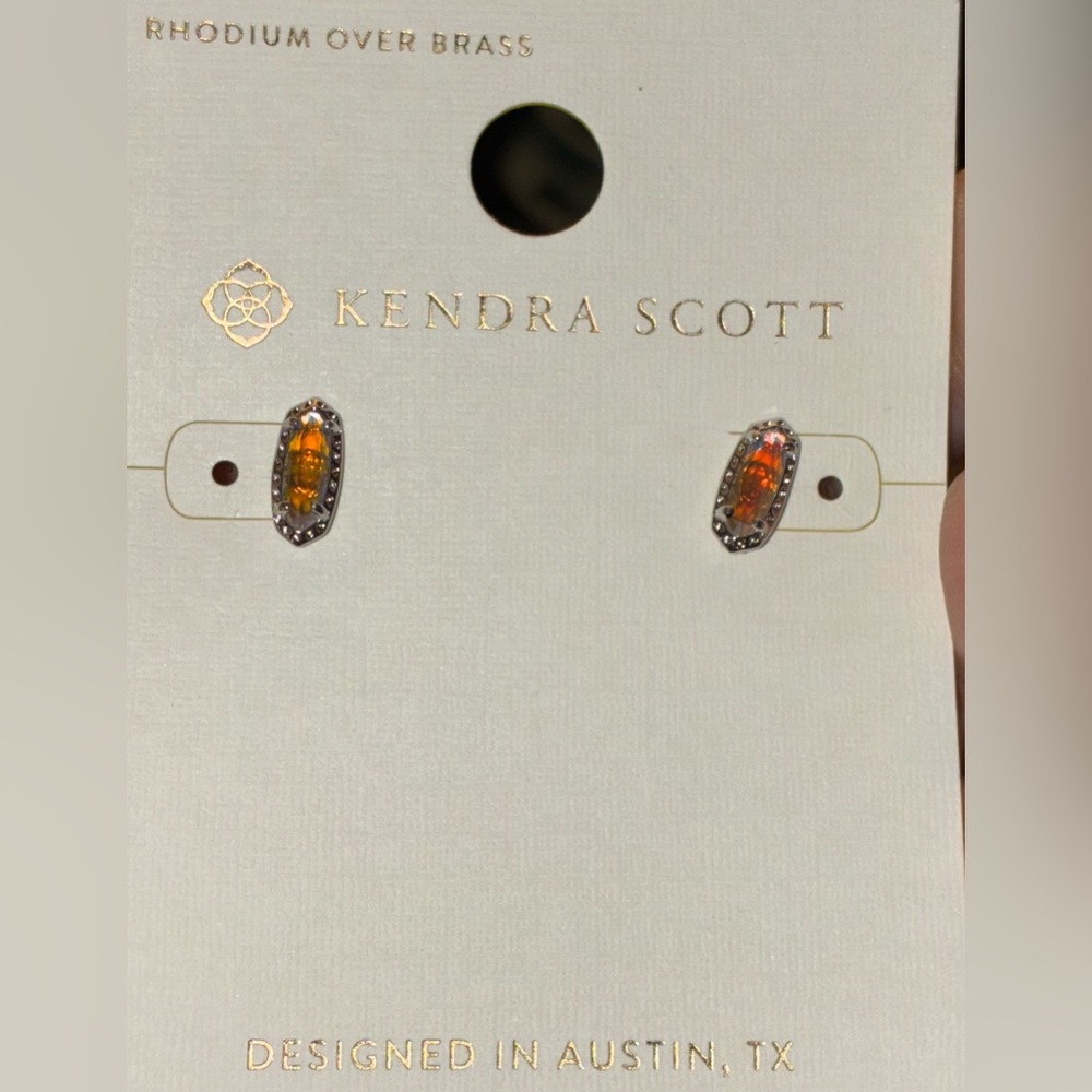 KENDRA SCOTT SET Clear Iridescent Dichroic Glass Rhodium Necklace & Earrings NWT - Picture 14 of 16